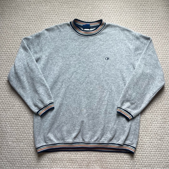 Vintage OP Ocean Pacific Sweatshirt Mens Large Gray Made In USA 70s 80s Beach